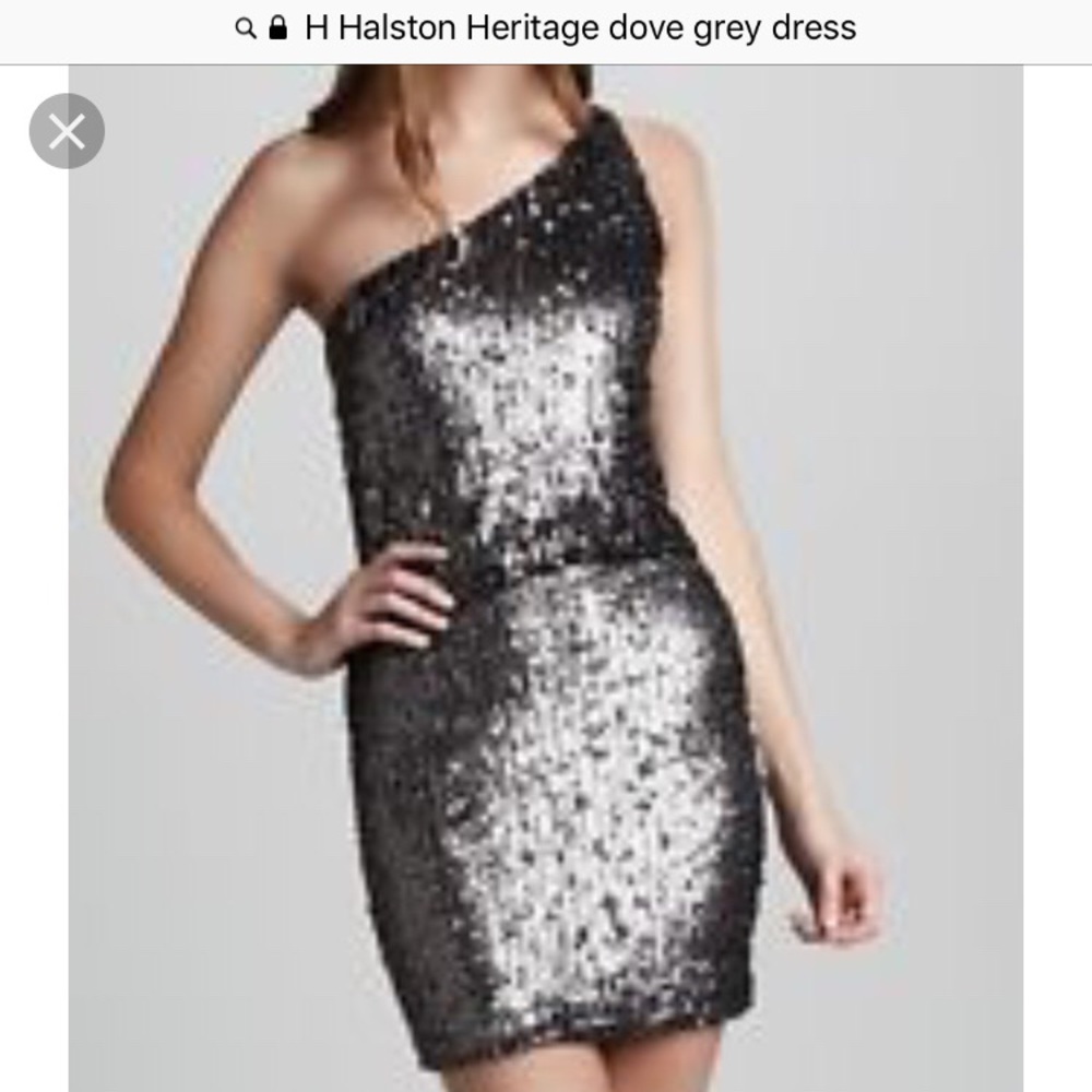 Halston Heritage Dove grey asymmetrical dress